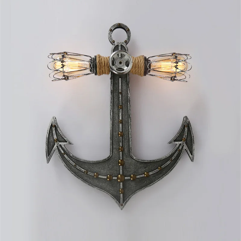 American Anchor Bedroom Living Room Wall Lamp Industry Retro Double Head Creative Individual Iron Decorative Lamps Wall Lights
