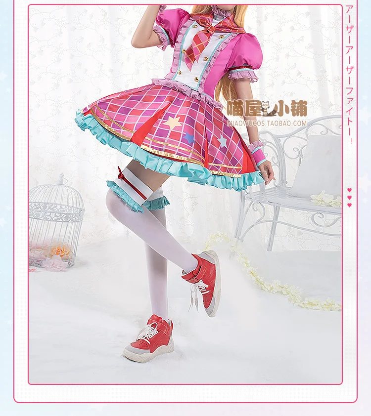 «Aikatsu! Starlight Academy Ichigo Hoshimiya сценическое платье, костюм для косплея, униформа на Хэллоуин, рубашка+ юбка+ повязка на голову+ носки+ галстук, размеры s, m, l