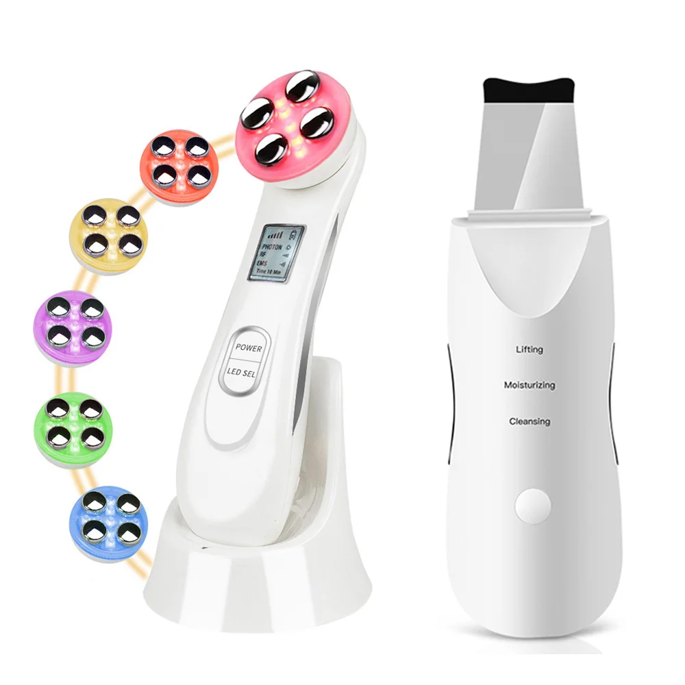 

VIP Ultrasonic Face Cleaning Skin Scrubber Facial Cleansing Peeling Machine Pore Cleaner RF EMS LED Anti Aging Facial Massager