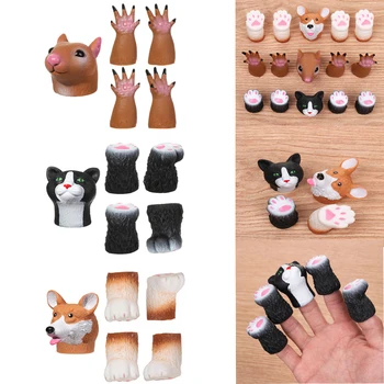 1Set Mini Animal Finger Puppet Toy Cute Cartoon Squirrel/Dog/Cat Hand Puppet Vinyl Toys Baby Educational Novelty Toys
