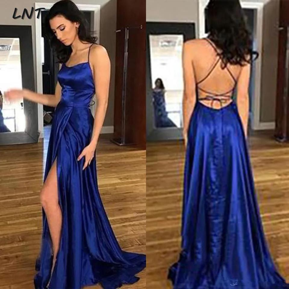 vestido azul longo simples