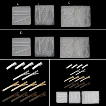 

Handmade Acrylic Resin Hair Barrettes Resin Mold Geometric Shape Alligator Hair Clips UV Epoxy Resin Mold Jewelry Tools