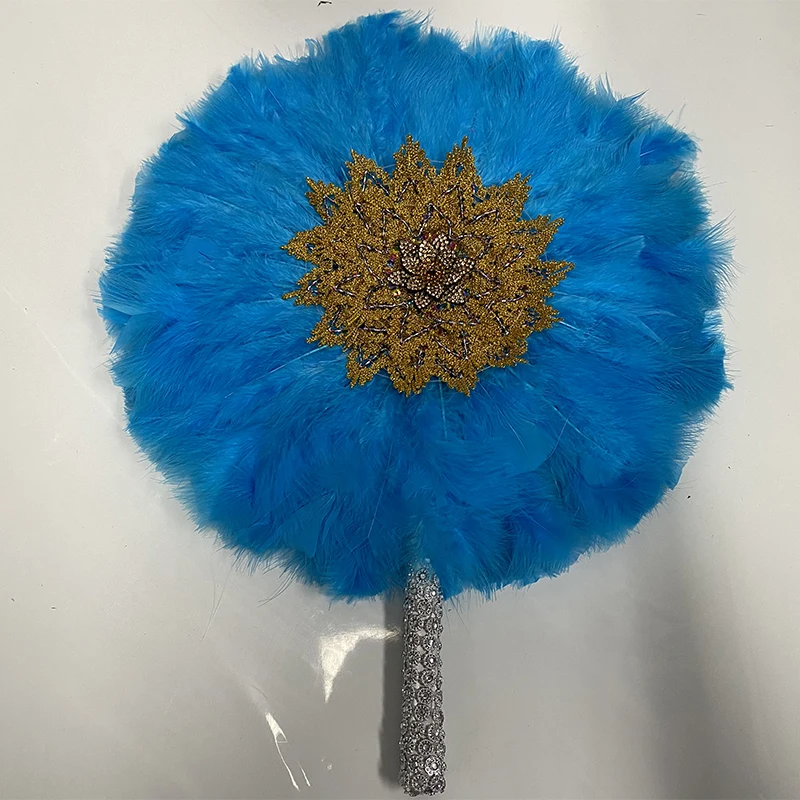 

Feather Hand Fan Handmade Stones African Dance Lace Feather Fans for Wedding Party Gift Dropshipping Top Wedding Decoration