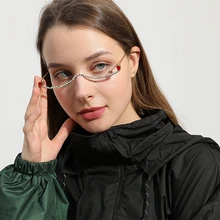 Солнцезащитные очки женские Уникальные оправа для глаз без объектива полуоправы очки Красные Зеленые хрустальные украшения Оттенки для вечерние Рождественский подарок