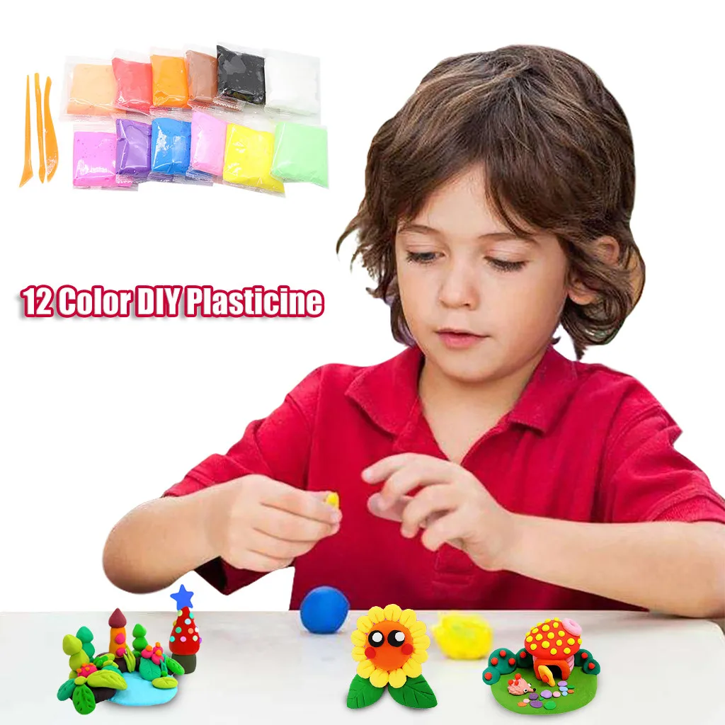 12 Color Soft Clay DIY Toys Children Educational Learning Plasticine Colorful Kids Gift kids
