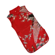 Летняя Новинка; детская безрукавка для девочек в стиле ретро; китайское платье Ципао с павлином; шелковое удобное дышащее платье с цветочным От 2 до 8 лет