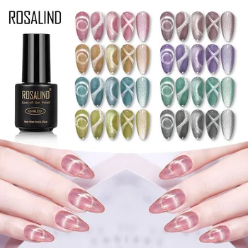 

ROSALIND 9D Crystal Cat Eye Gel Nail Polish Pruple Cat Eye Varnish Cured UV LED Lamp Nail Art Soak Off Semi Permanent Gellak