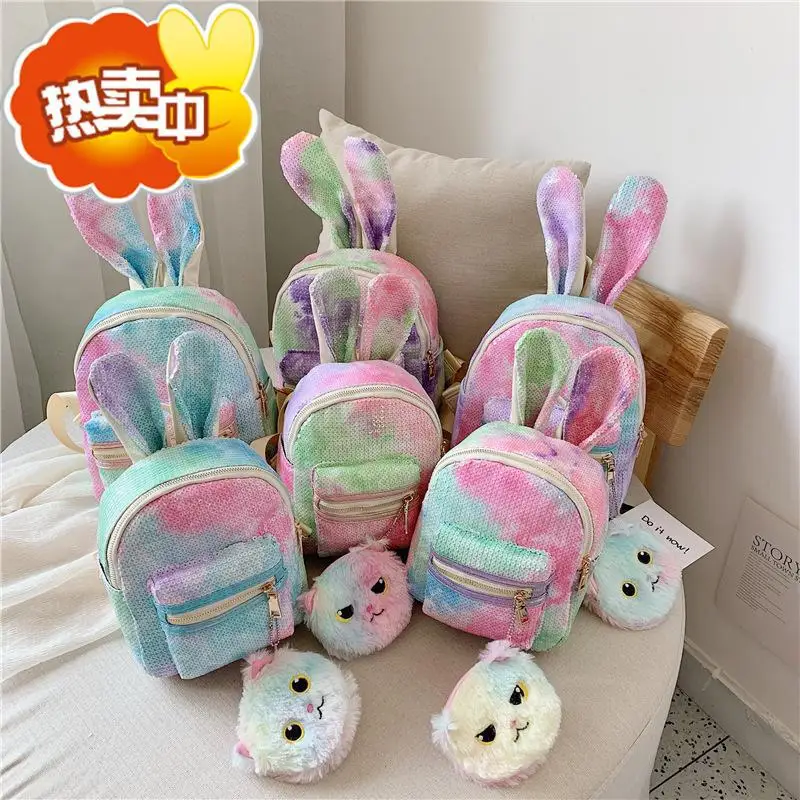 

Parent And Child Backpack Cute Rabbit Children Backpack New Style Korean-style Sequin Candy-Colored Schoolbag for Elementary Sch