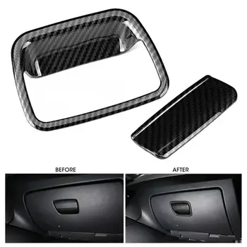 

2PCS ABS Glove Box Handle Lid Cover Trim Inner Decor Fits for bmw X1 E84 2011 2012 2013 2014 2015 Carbon Fiber Texture