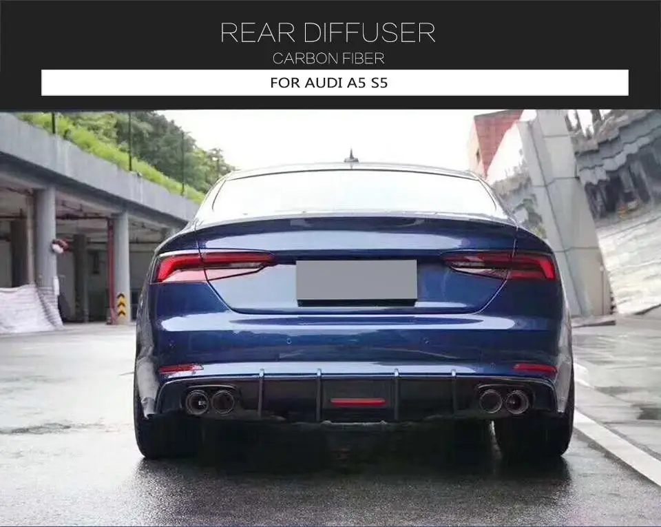 Карбоновый Автомобильный задний бампер диффузор спойлер для Audi A5 S-line S5 Седан 4 двери- диффузор с светодиодный подсветкой
