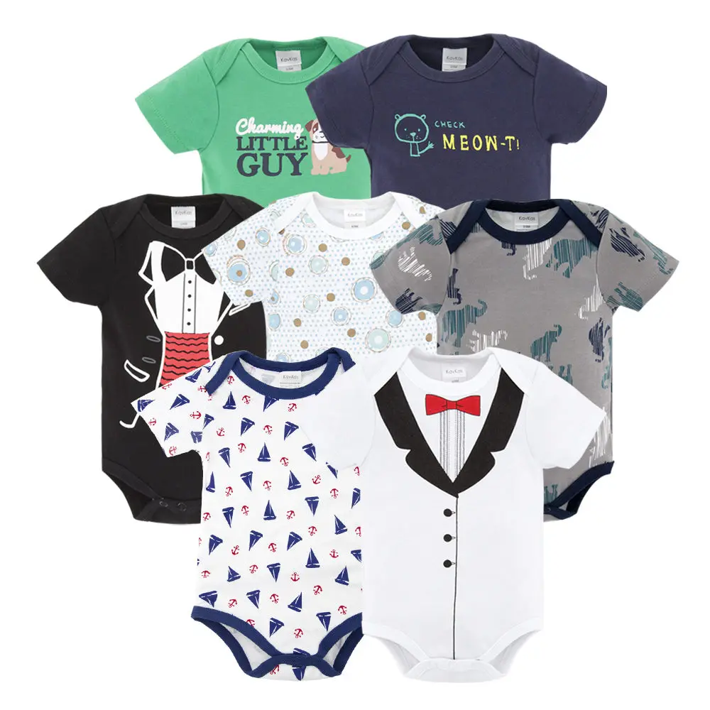 Одежда для малышей из 7 предметов г., Детские хлопковые комбинезоны с короткими рукавами для маленьких мальчиков и девочек, летний комплект одежды для малышей - Цвет: 210321192246