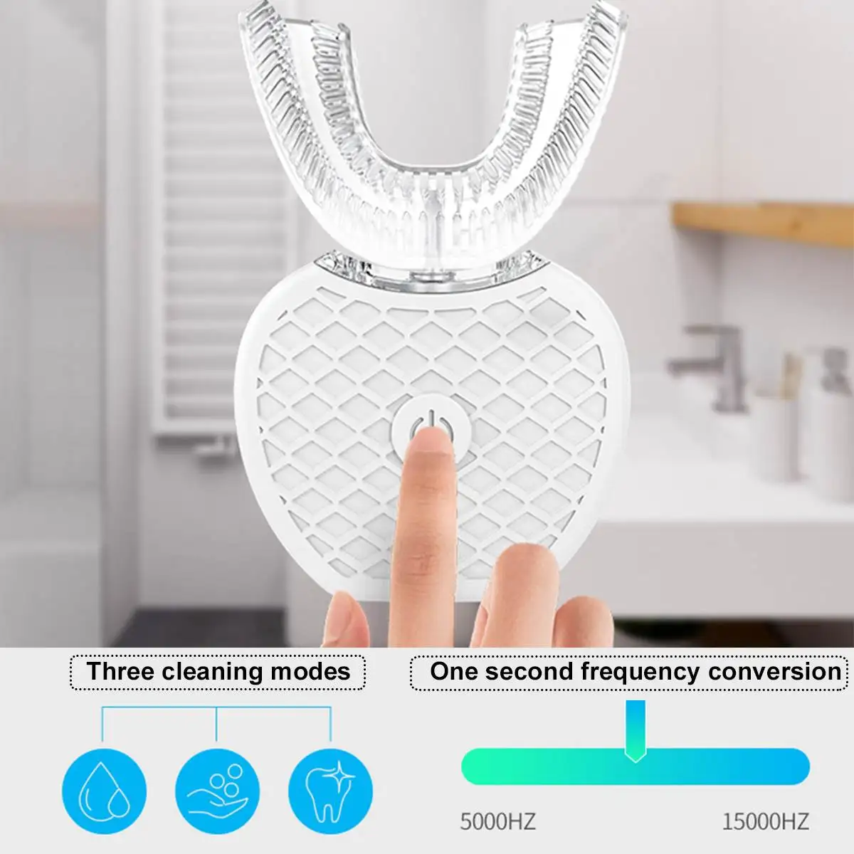 360 Degrees Intelligent Automatic Sonic Electronic Toothbrush USB Rechargeable U Shape with 3 Modes Timer Blue Light Toothpaste 360 Degrees Intelligent Automatic Sonic Electronic Toothbrush USB Rechargeable U Shape with 3 Modes Timer Blue Light Toothpaste