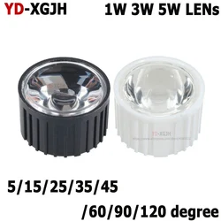 High Power DIY 5 8 10 15 25 30 35 45 60 90 120 Degrees 20mm PMMA Lens + White /Black Bracket For 1W 3W 5W LED Chip COB