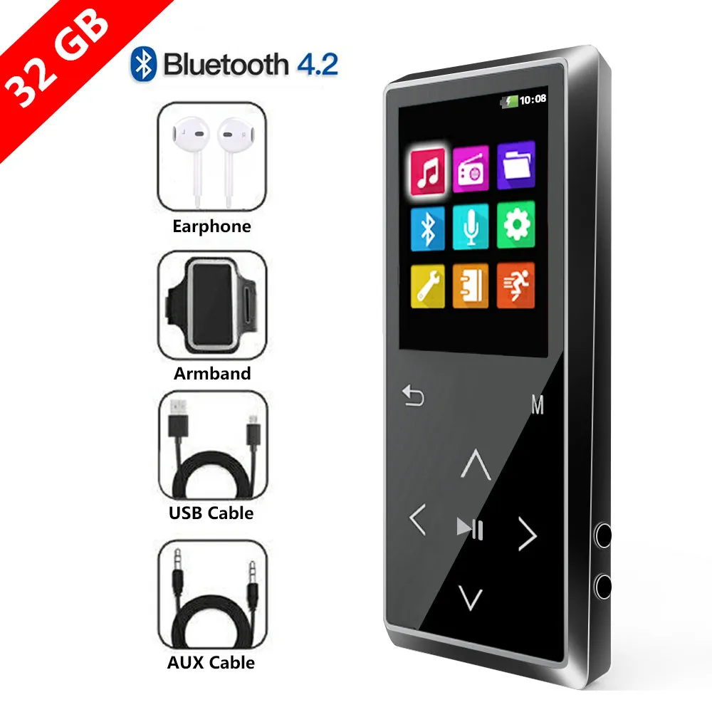 

MP3 Player Touch Screen Bluetooth 4.2 HiFi Music Player Mini Sport MP3 Built-in 8G 16G 32G FM Radio EBook Voice Recorder