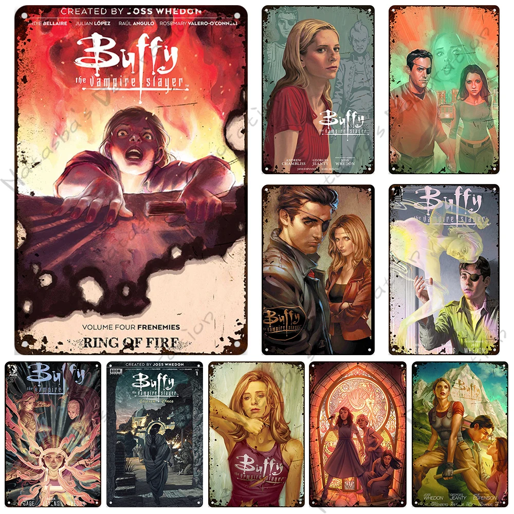 Classic Tv Buffy Poster The Vampire Slayer Segno Decorativo Vintage Metal Sign Bar Wall Pub Cafe Tin Sign Garage Industrial Decor