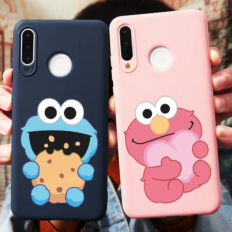 Cartoon Sesame Cookie Monster Case For Huawei P20 P30 P40 Honor 8X 9A 9X 10 Lite 20 Pro P Smart S Y8P Y6 Y7 Y9 Prime 2019 Fundas | Мобильные