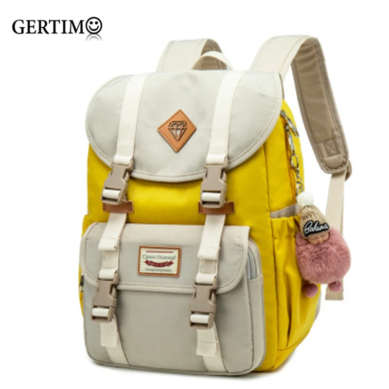 yellow college backpack