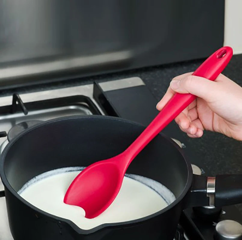 Large Silicone Long Handle Spoon High Grade Mixing Ladle Cooking Kitchen Tools Q 