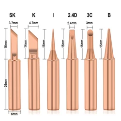 Pointes de fer à souder en cuivre pur 900M T, pointes sans plomb, outils de soudage à tête, outils électroniques à main, 5/6 pièces 