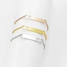 Серебро/золото/розовое золото нержавеющая сталь пустой бар браслет для гравировки полое Сердце Регулируемый зеркальный лак 10 шт