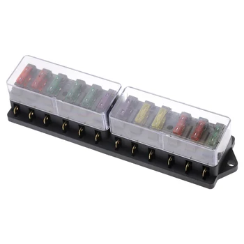 

12 Way Car Fuse Box Car Fuse Holder Car Truck Auto Blade Fuse Box with 12pcs Fuses for 12V 24V Circuit Standard Standard ATO
