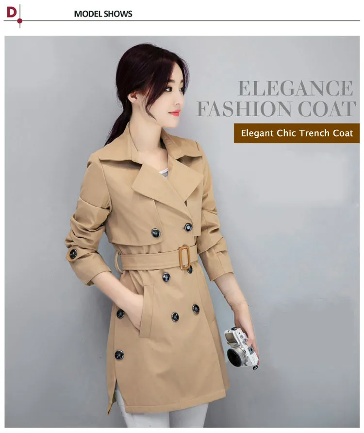 Windbreaker Female Spring Autumn Korean Thin Plus Size Double Breasted Ladies Khaki Dress Coat Long Trench Coat for Women 4xl