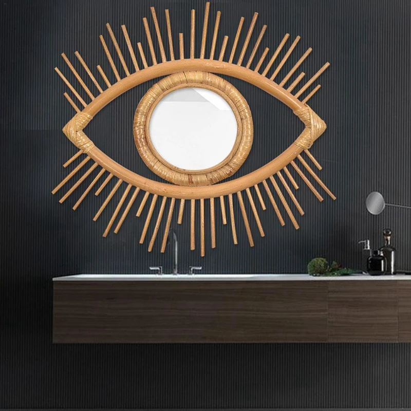 SOLUSTRE La Forme des Yeux Maquillage Miroir Boho D/écoratifs Vanit/é Miroir De Table Amovible D Or Miroir Cosm/étique avec Bijoux Plateau Boucles D Oreilles Titulaire De Bureau Miroir D/écor