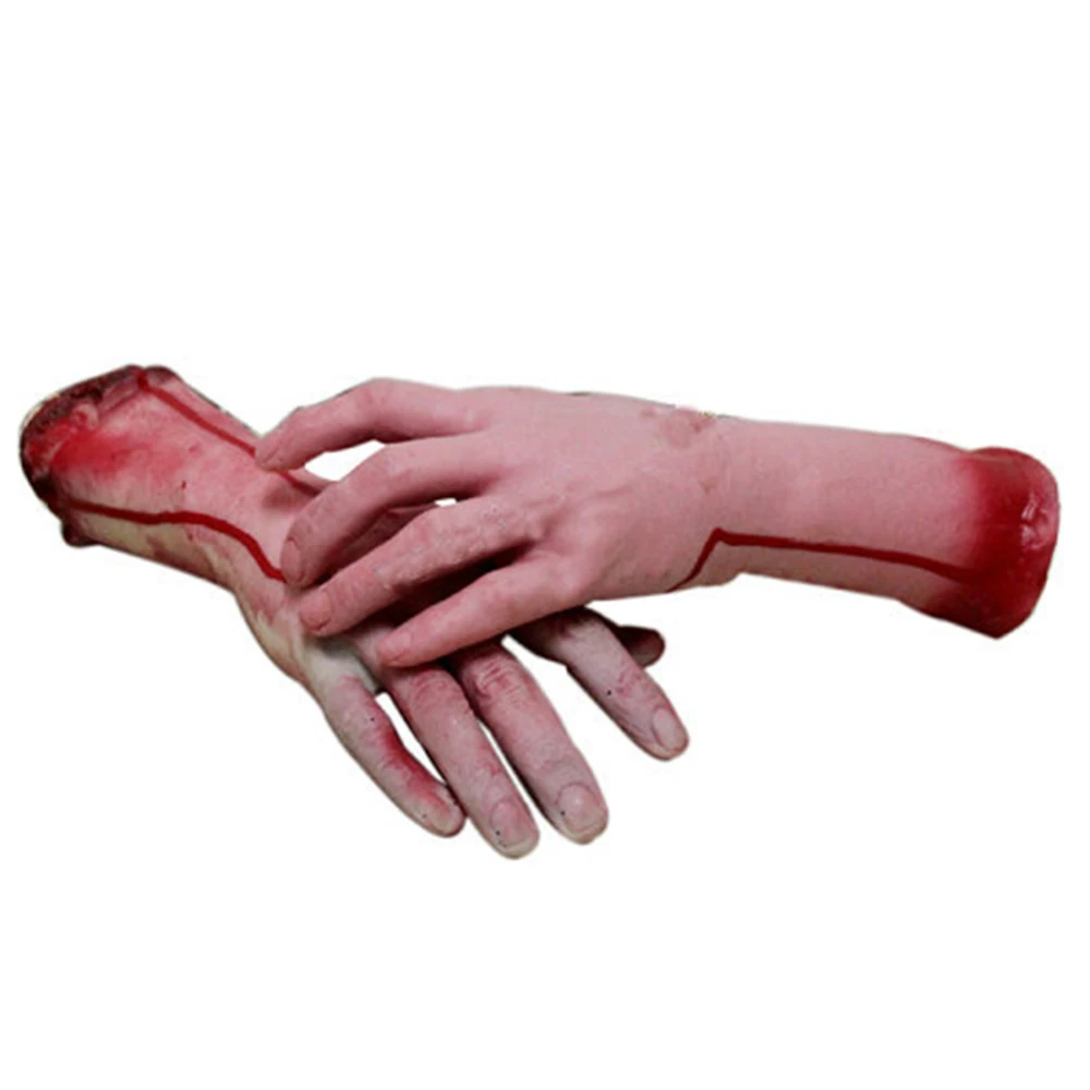 2X Trick Props Prosthetic Hand Halloween Fake Hand Bloody Broken Arm  Halloween