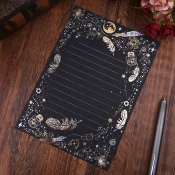 

8 Sheets High-end Vintage Bronzing Feather Blessing Letter Paper Pad Writing Office School Supplies H55F