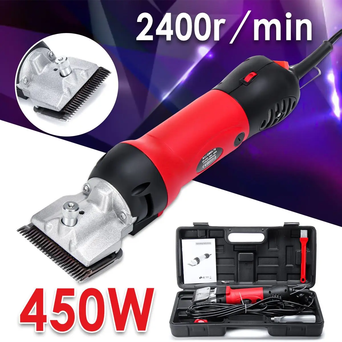 

Doersupp Hose Trimmer 110-240V 2400r/min 450W Professional Electric Animal Horse Camel Dog Clipper Animal Hair Clipper Cutter
