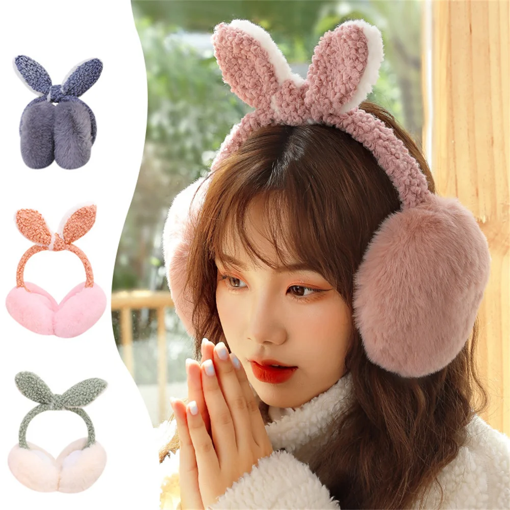 Ladies Adorable Bunny Ears Luxuriously Soft Fuzzy Plush Winter Earmuffs 