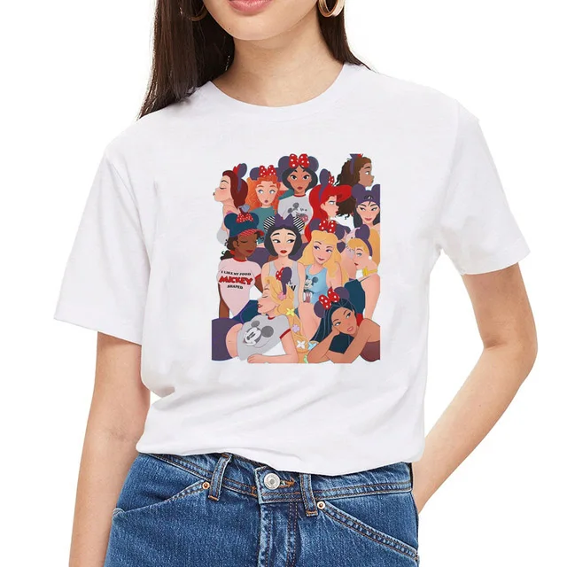 New Female T Shirt Dark Snow White Harajuku T Shirt Women Vintage Aesthetic T-shirt Korean Style Graphic Top Tees - Цвет: 9061