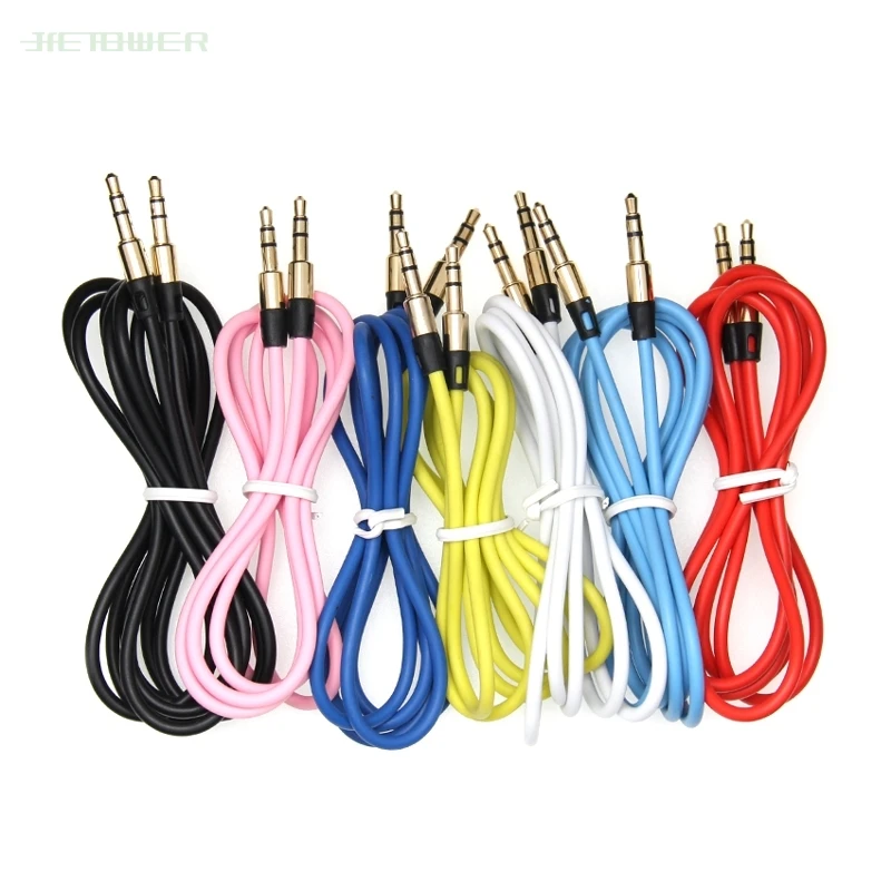 300pcs lot Grinding Metal Audio Cable Jack 3 5mm Color Male To Male Audio Cable Jack for IPhone MP3 4 Headphone Speaker Aux Cord
