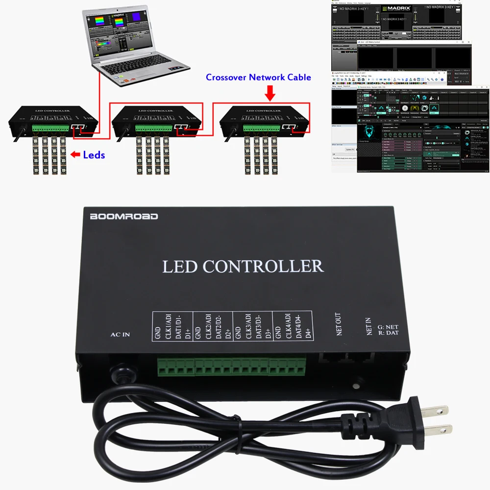 

Madrix Jinx! Artnet RGB Controller LED Pixel Strip DMX 512 PC Dimmer For WS2811 WS2801 WS2812 WS2815 LED Lights