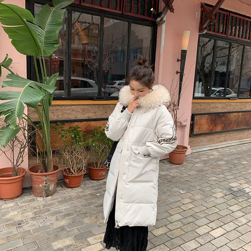 BEIGE Женское длинное пальто с капюшоном для пекарни, зимнее пуховое пальто большого размера, Толстая теплая куртка, ватные парки с хлопковой подкладкой, ветровка с большими карманами и рукавами - Цвет: BEIGE