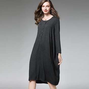 

2019Autumn Female Elegant loose fit knitted dress slim fit party dress beautiful temperament vestidos cocoon dress bud dress 4XL