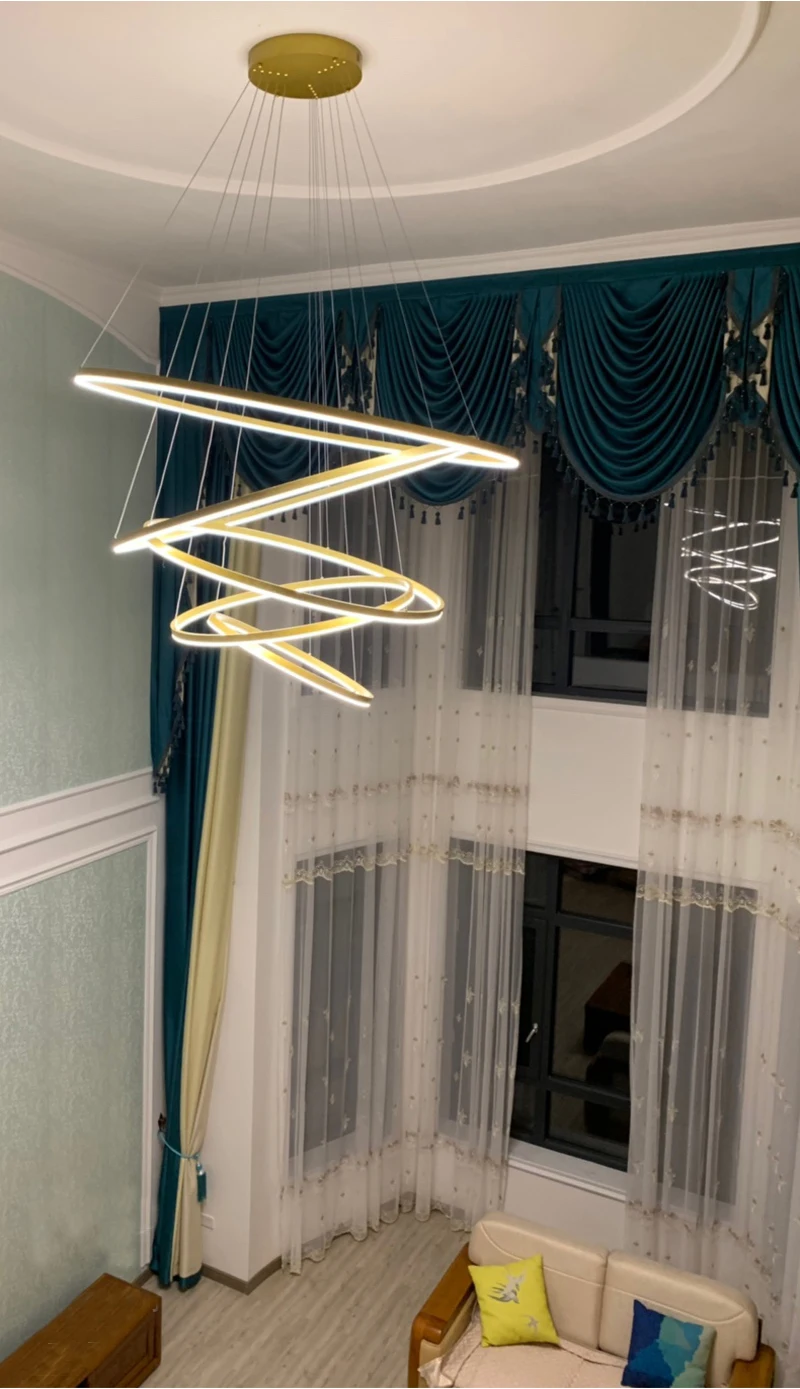 Modern LED Ring Pendant Lights Golden Creative Aluminum Circle Pendant Light for Living Room Restaurant Home Ring Lamp downlight