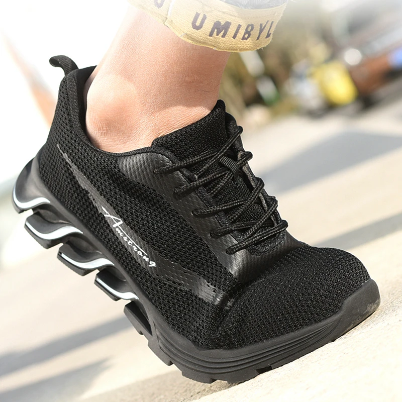 Легкие рабочие защитные ботинки со стальным носком неразрушаемые мужские и