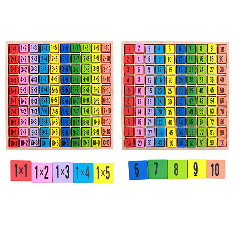  3D Montessori Wooden Toys Multiplication Table Math Arithmetic Double Sided Puzzle Early Educationa