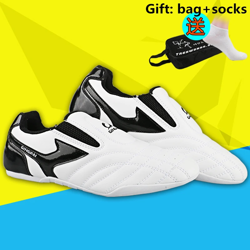 

White strip breathable Taekwondo Shoes Martial Arts Sneaker kids sport shoes Professional Training Competition shoes for coach