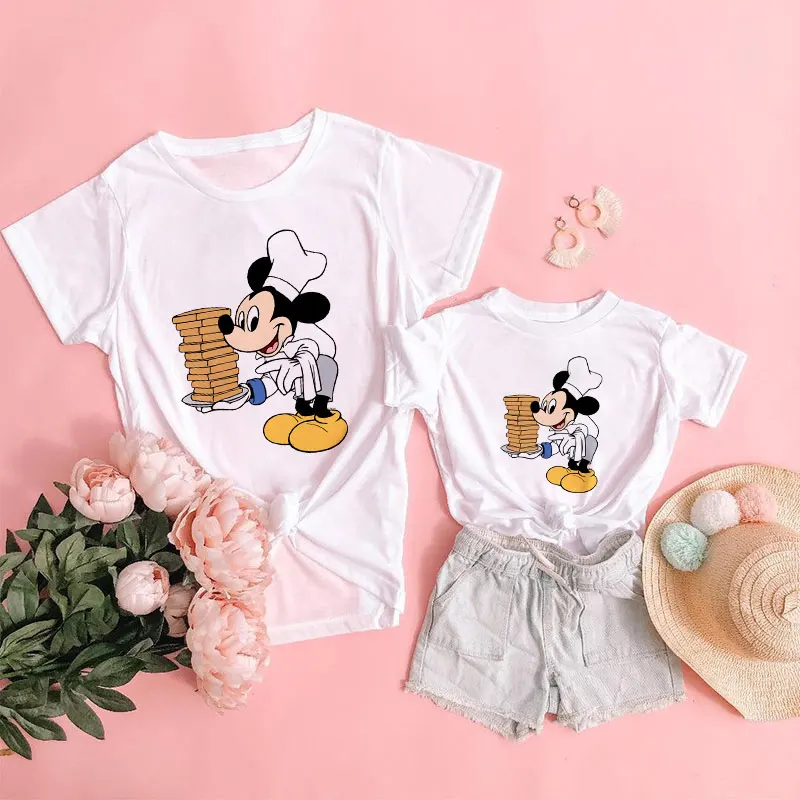 family clothes set New Disney Family Look T Shirt Mickey Mouse Baby Boy Girl T-shirts Parents Kid Short Sleeve Funny Famliy Matching Aesthetic Tops cute matching outfits for couples