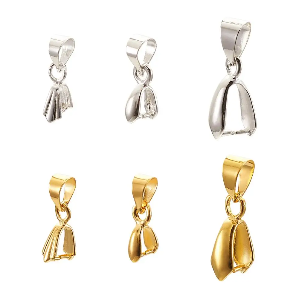 Metal Jewelry Findings Brass Ice Pick & Pinch Bails 15x5mmm, hole: 3mm; pin: 0.8mm