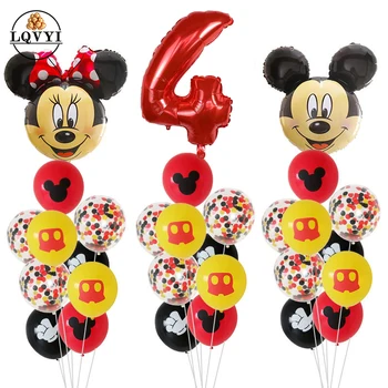 

child 2 3 4 5 6 year birthday Party confetti Latex Ballons minnie mickey balloon Gift baby shower Party Toy Decoration supplies