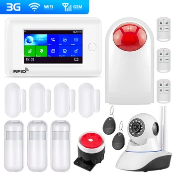 

FUERS PG106 WIFI GSM 3G 2G Alarm System Home Security PIR Motion Detector Wireless Outdoor Alarm Siren Full Touch 4.3inch Panel