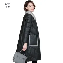 Aliexpress - 2021 sheep garment leather jacket winter female long hair mink fur fashion duck down coat