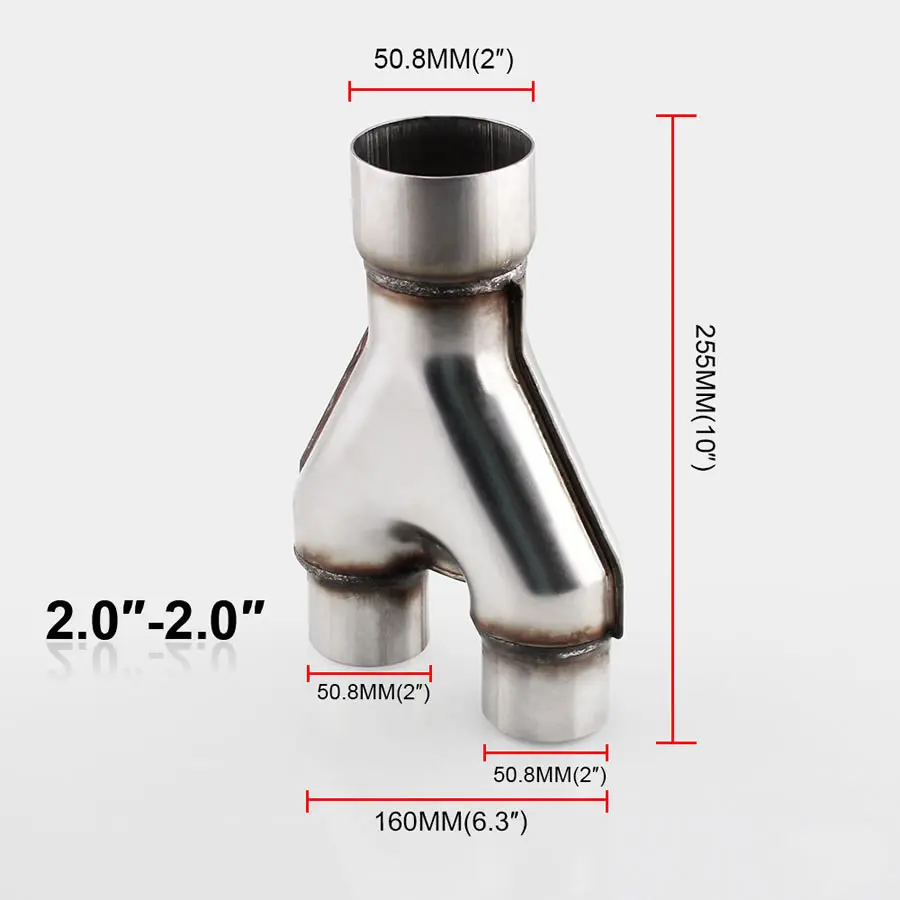 

Auto refitted parts 304 stainless steel Y type exhaust pipe three way silencer tail throat automotive universal Tail throat