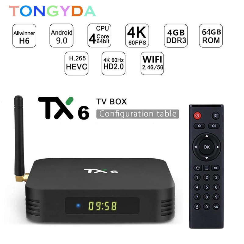 TX6 Allwinner H6 4 ГБ 32 ГБ 4 ГБ 64 ГБ Android 9,0 поддержка ТВ-коробок 4K Двойной Wi-Fi YouTube Netflix Smart tv box PK Tanix TX6 X96mini