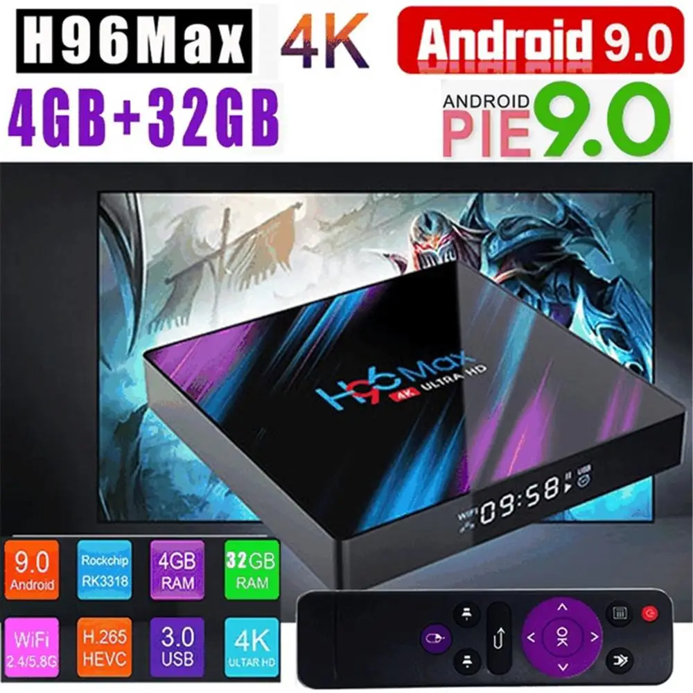 H96 MAX RK3318 Smart tv Box Android 9,0 4 ГБ 32 ГБ 64 Гб медиаплеер 4K Google Voice Assistant Netflix Youtube H96MAX 2GB16GB