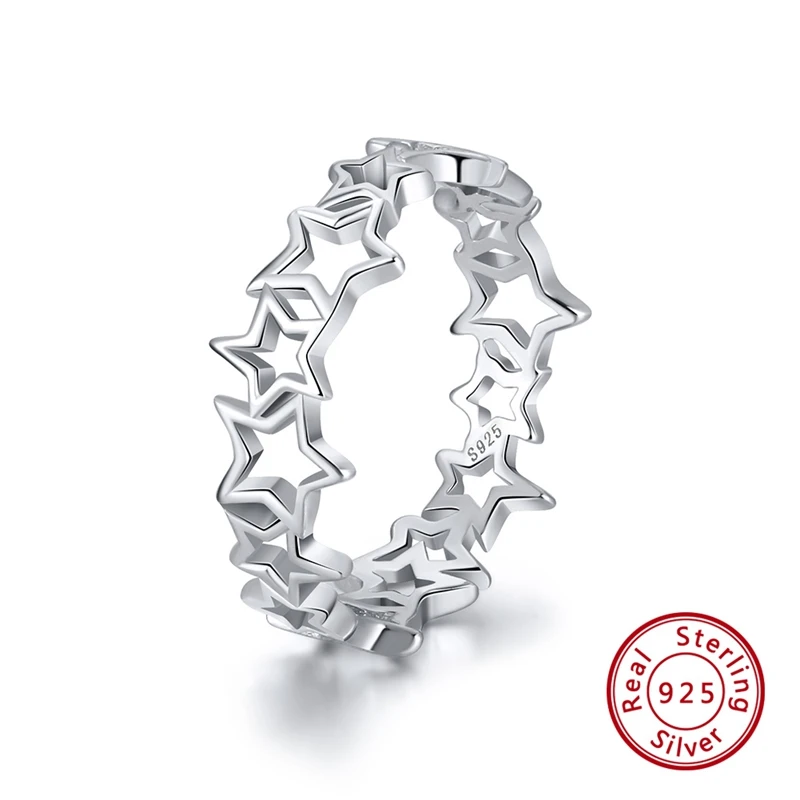 OSR103 ORSA JEWELS 925 пробы серебряные кольца для женщин в форме симпатичной Звезды Полые Кольца Юбилей обручальное кольцо девушка ювелирные изделия подарок OSR103 - Цвет камня: OSR103