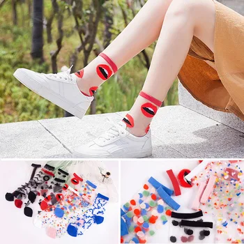 

Harajuku Ankle Socks Women Fashion Transparent Stripe Short Female Summer Women's Socks Summer 2020 Black White Socks